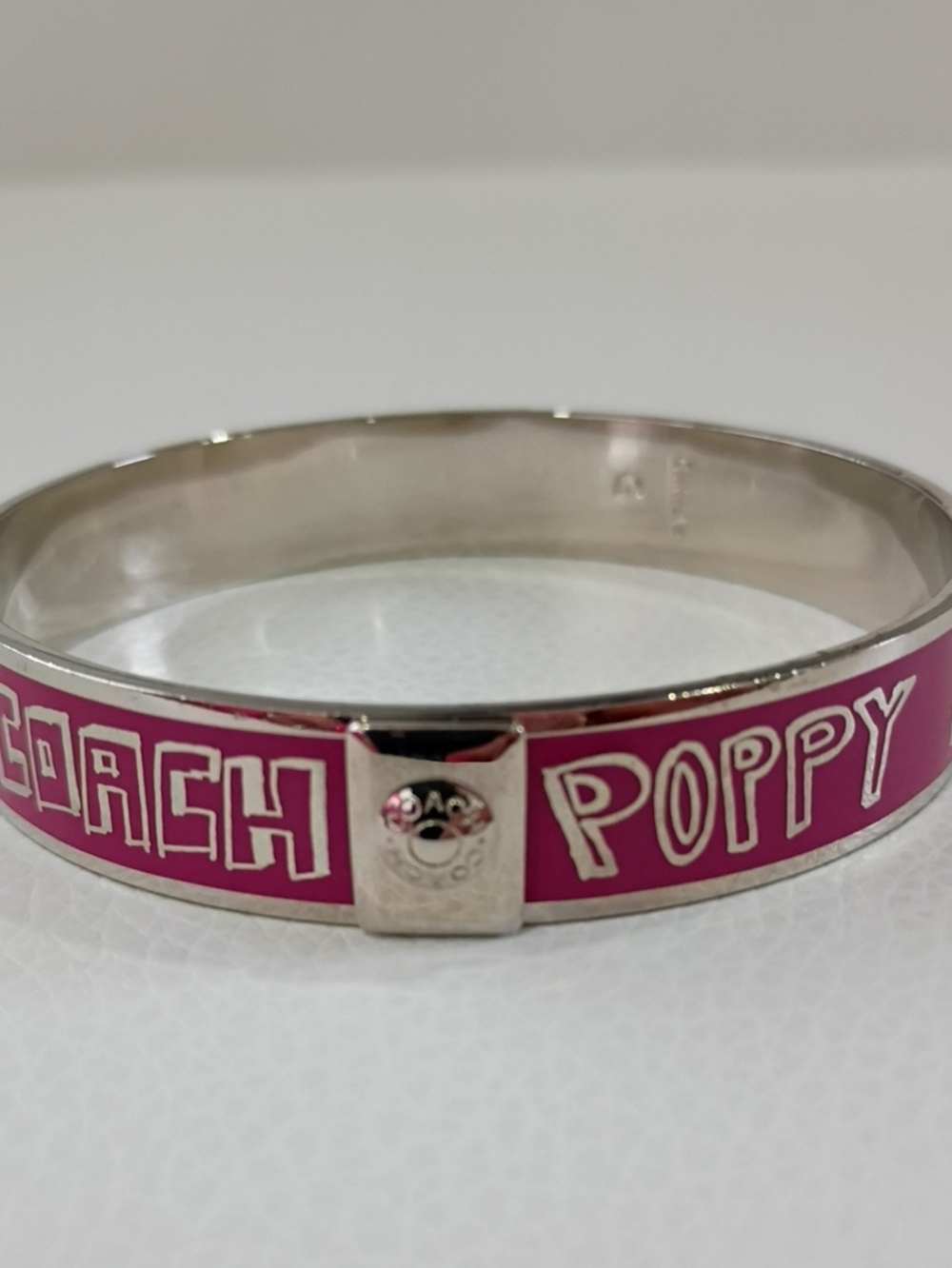 Coach Pink 'Poppy' Enamel Bangle Bracelet - Picture 3 of 7